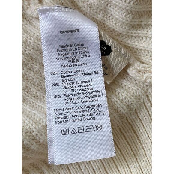 Madewell Ivory Patch Pocket Pullover Sweater Size S Long Sleeve Crew Neck - Picture 4 of 13